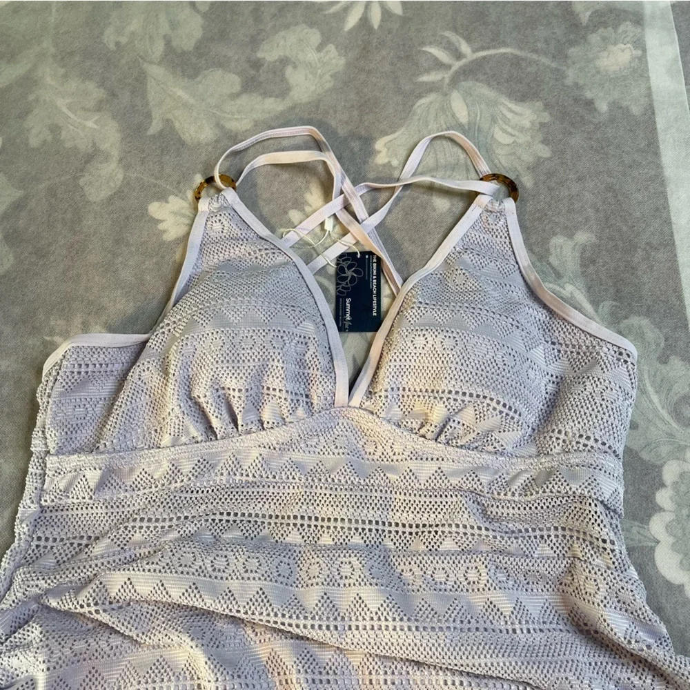 Summer Mae Maternity One Piece Swimsuit V-Neck Hollow O-Ring Linked Violet 10